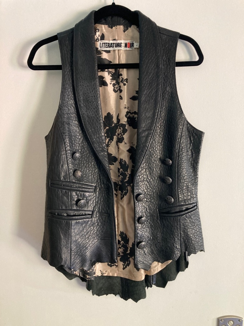 Literature Noir Leather Vest Womens Size Large Made in USA Dark Brown / Black